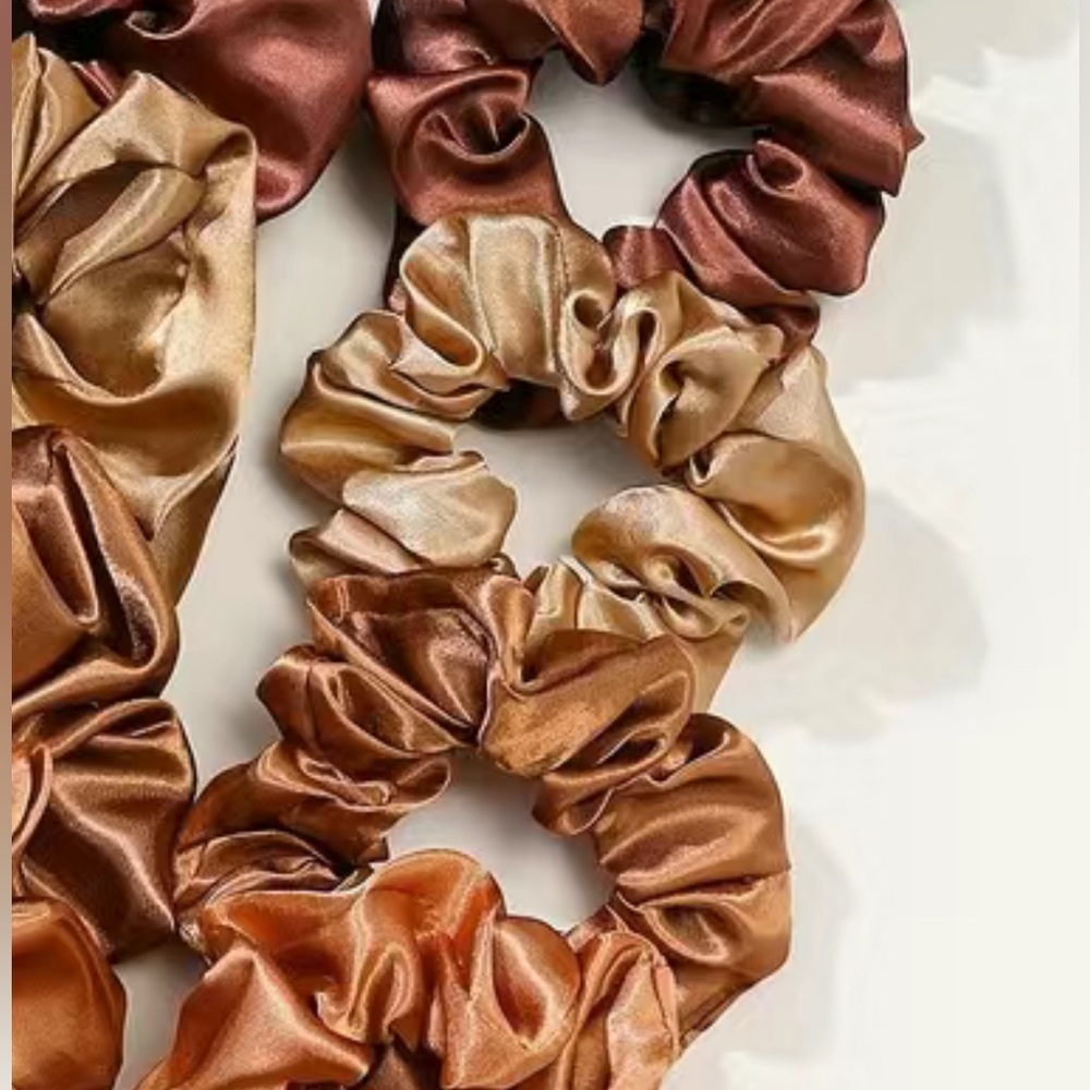 Six Small Fall Faux Satin Scrunchies